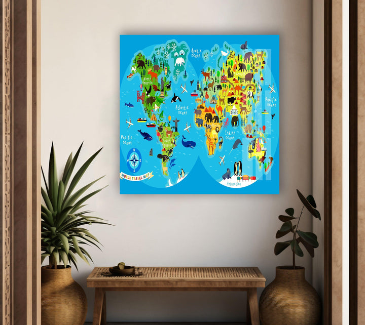 Travel Map Cool Glass Art & Print on Glass