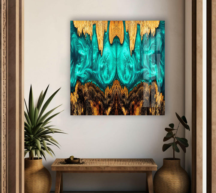 Blue Epoxy Art Abstract Glass Wall Art photo print on glass, prints on glass wall art