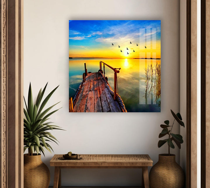 Golden Light Over Still Waters – A Dreamy Landscape on Glass
