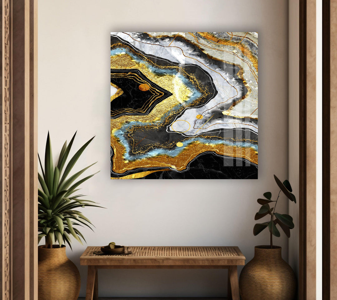 Golden marble wall decor