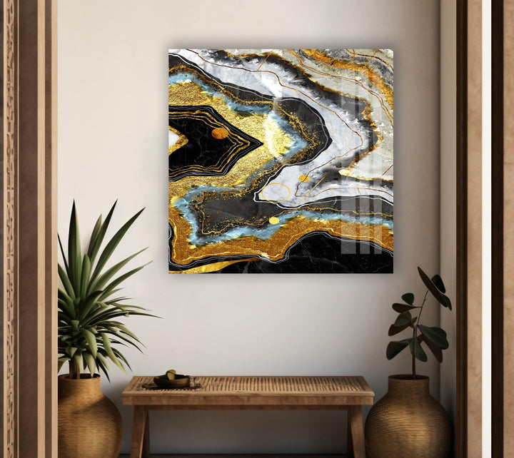 Golden marble wall decor