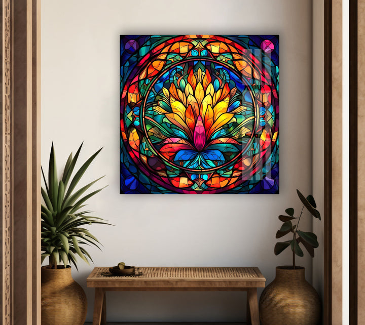 Stained Lotus Glass Wall Art stained glass wall art, stained glass wall decor