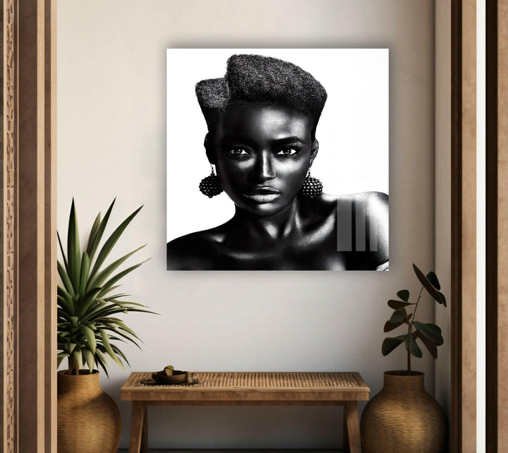 Black Woman Portrait Glass Wall Art