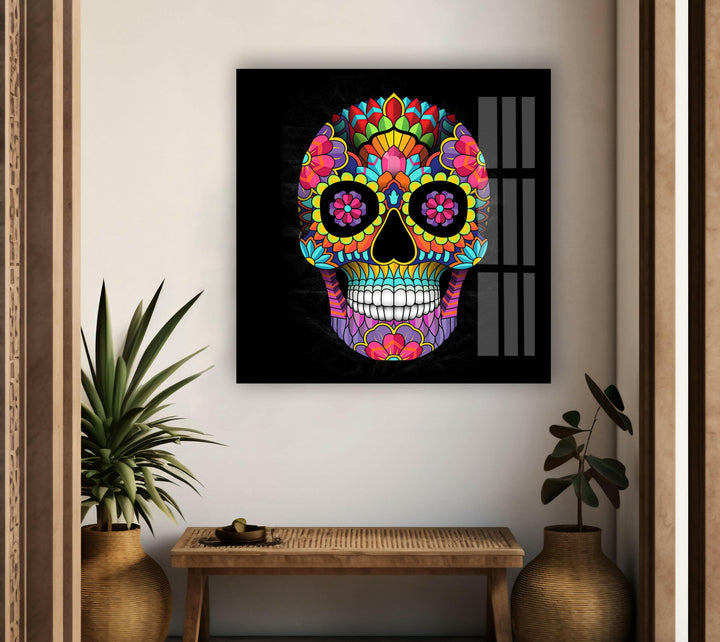 Skeleton Face Glass Photo Prints & Cool Abstract