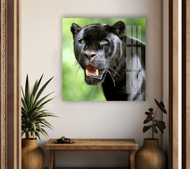 Black Panther Glass Wall Art print picture on glass, Tempered Glass Wall Art
