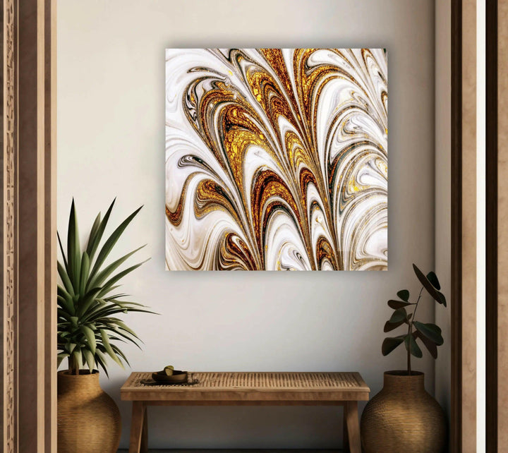 Golden Glass Art Painting & Cool Wall Art