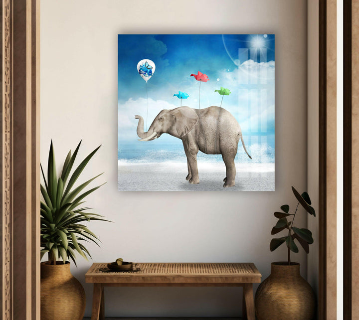 Surreal Elephant Glass Wall Art glass photo prints, glass picture prints