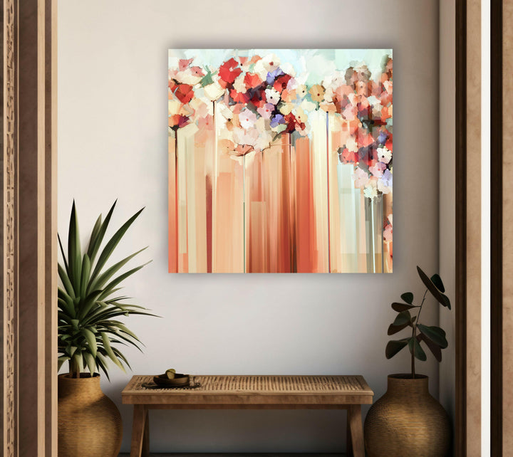 Flower Oil Painting Glass Wall Art, custom glass pictures, glass art prints
