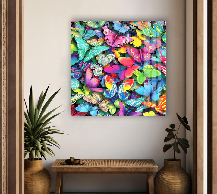 Colorful Butterflies Glass Wall Art stained glass wall art, stained glass wall decor
