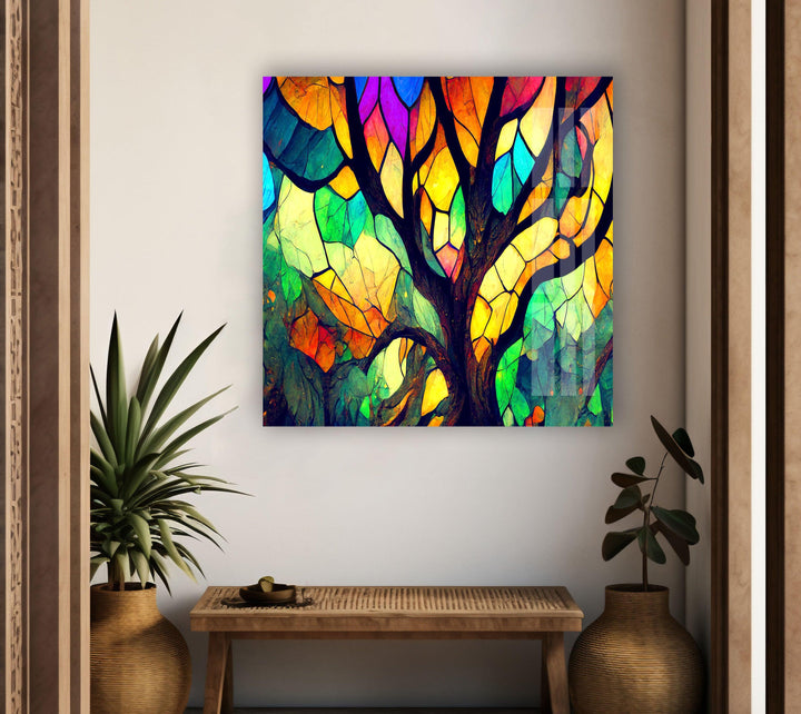 Stained Tree of Life Decor Glass Wall Art glass art painting, glass art for the Wall