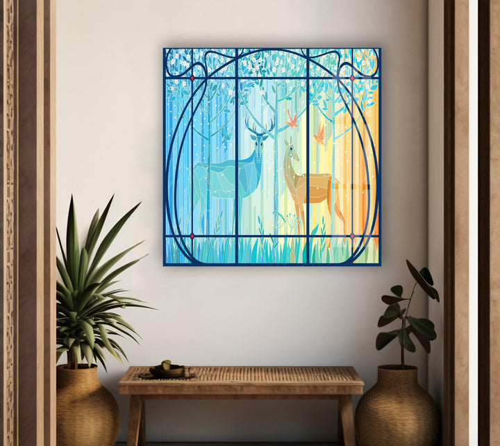 Deer Gazelle Stained Glass Wall Art glass pictures for Wall, glass prints wall art