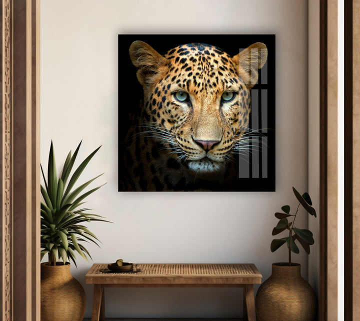 Leopard Portrait Glass Wall Art large glass photo prints, glass wall photos