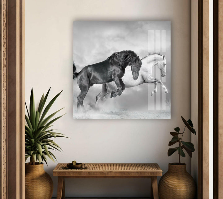 Wild Horses Running Glass Wall Art print on glass, glass printed photos