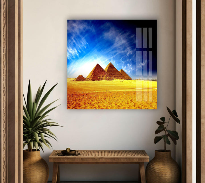 Panoramic Egypt wall decor with the world-famous pyramids standing tall in the desert.
