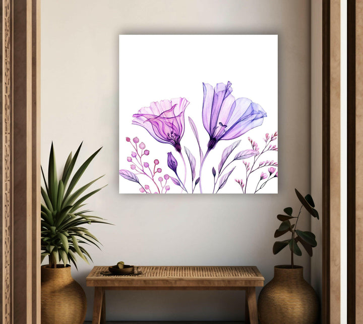 Watercolor Lisianthus Bouquet Glass Wall Art, custom glass photo prints, large glass prints
