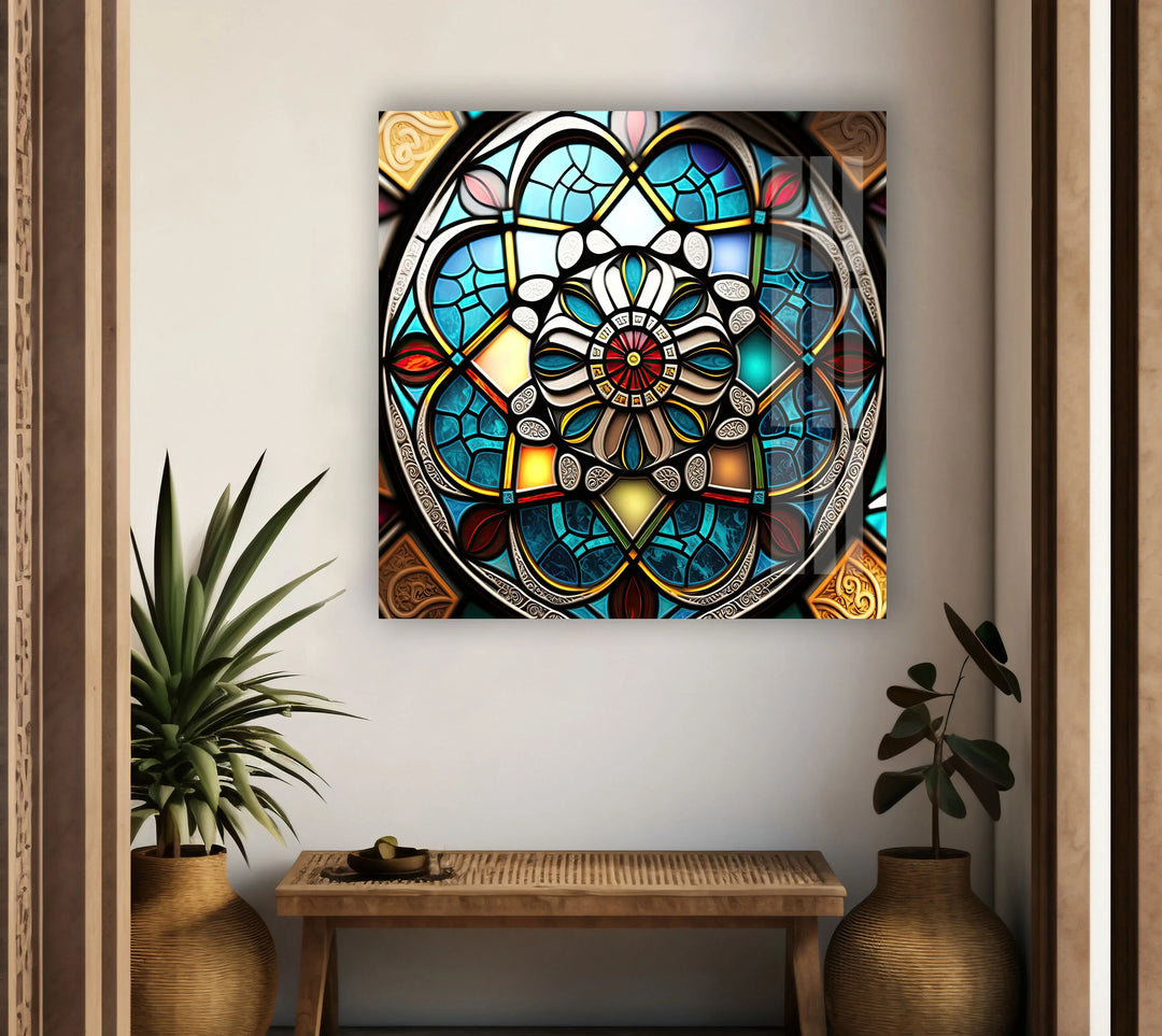Stained Glass Mandala Wall Art – Intricate Geometric Pattern Design - MyPhotoStation
