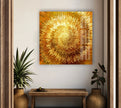 Golden Abstract Art Tempered Glass Wall Art