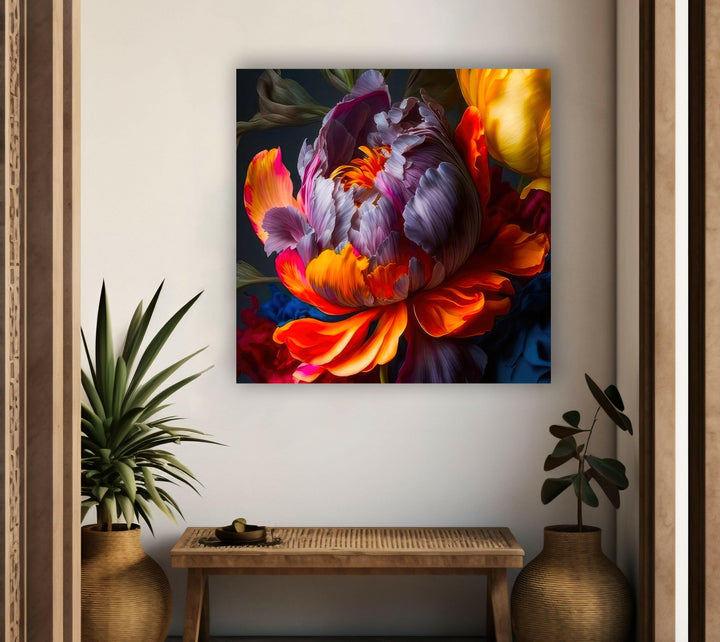 Watercolour Colorful Peony Flower Glass Wall Art, custom glass photo prints, large glass prints