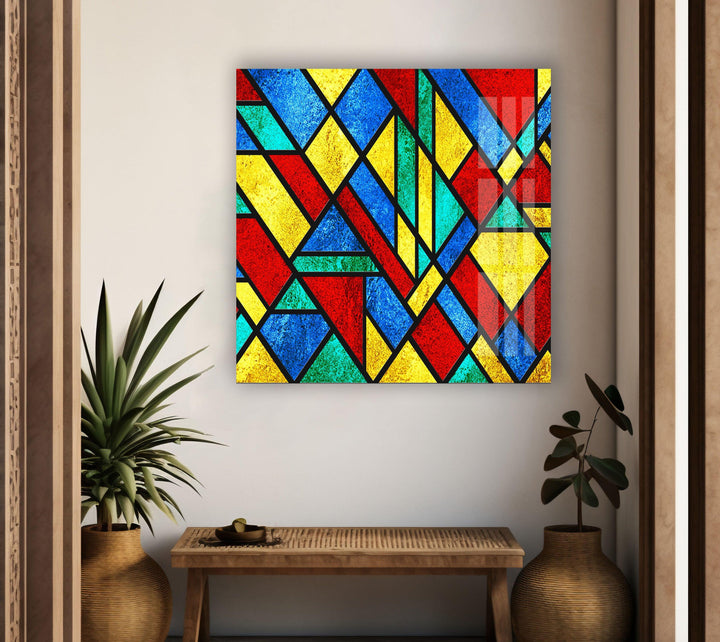 Stained Geometric Art Glass Wall Art glass image printing, glass prints from photos