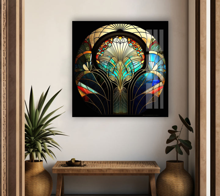 Flower Design Stained Glass Wall Art custom glass photo prints, large glass prints