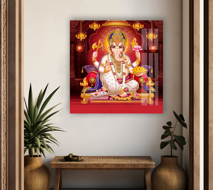 Lord Ganesha Art Glass Wall Art stained glass wall art, stained glass wall decor
