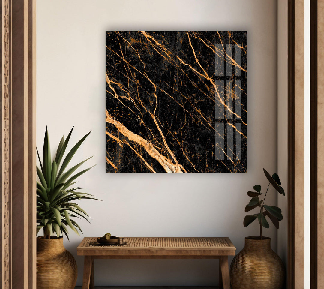 black marble with golden veins, emperador marble wall art