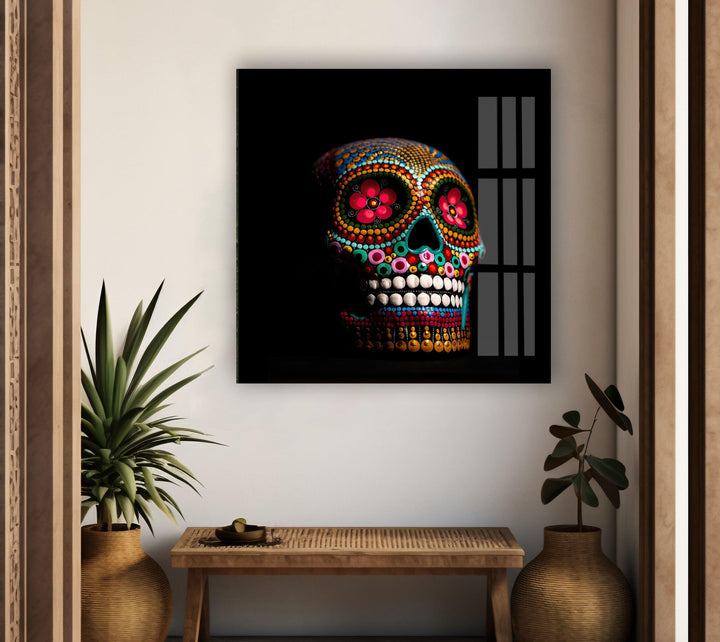 Calavera Sugar Mexican Skull Modern Glass Photo Prints for Walls