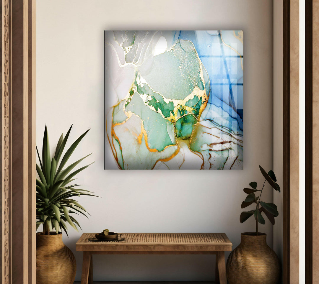 Golden Fluid Art Stunning Abstract Glass Art Paintings