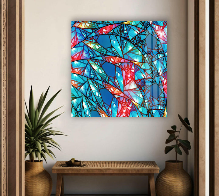 Blue Stained Abstract Glass Wall Art glass wall decor, glass wall art decor