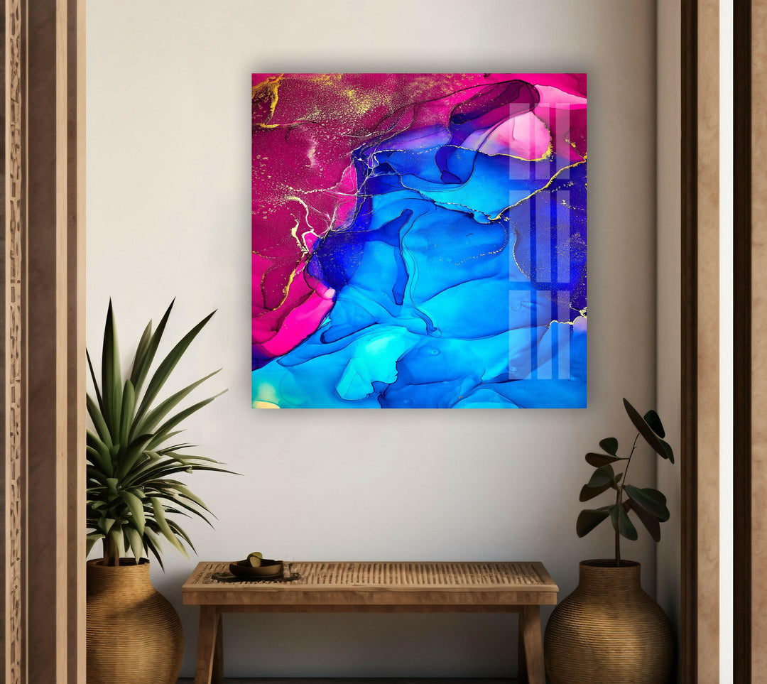 Blue and Pink Unique Abstract Art Paintings for Walls