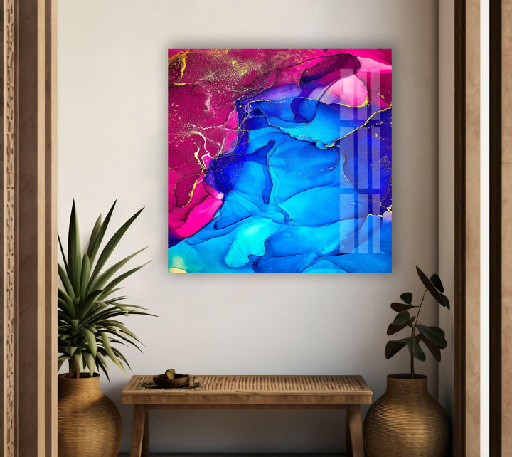 Blue and Pink Unique Abstract Art Paintings for Walls