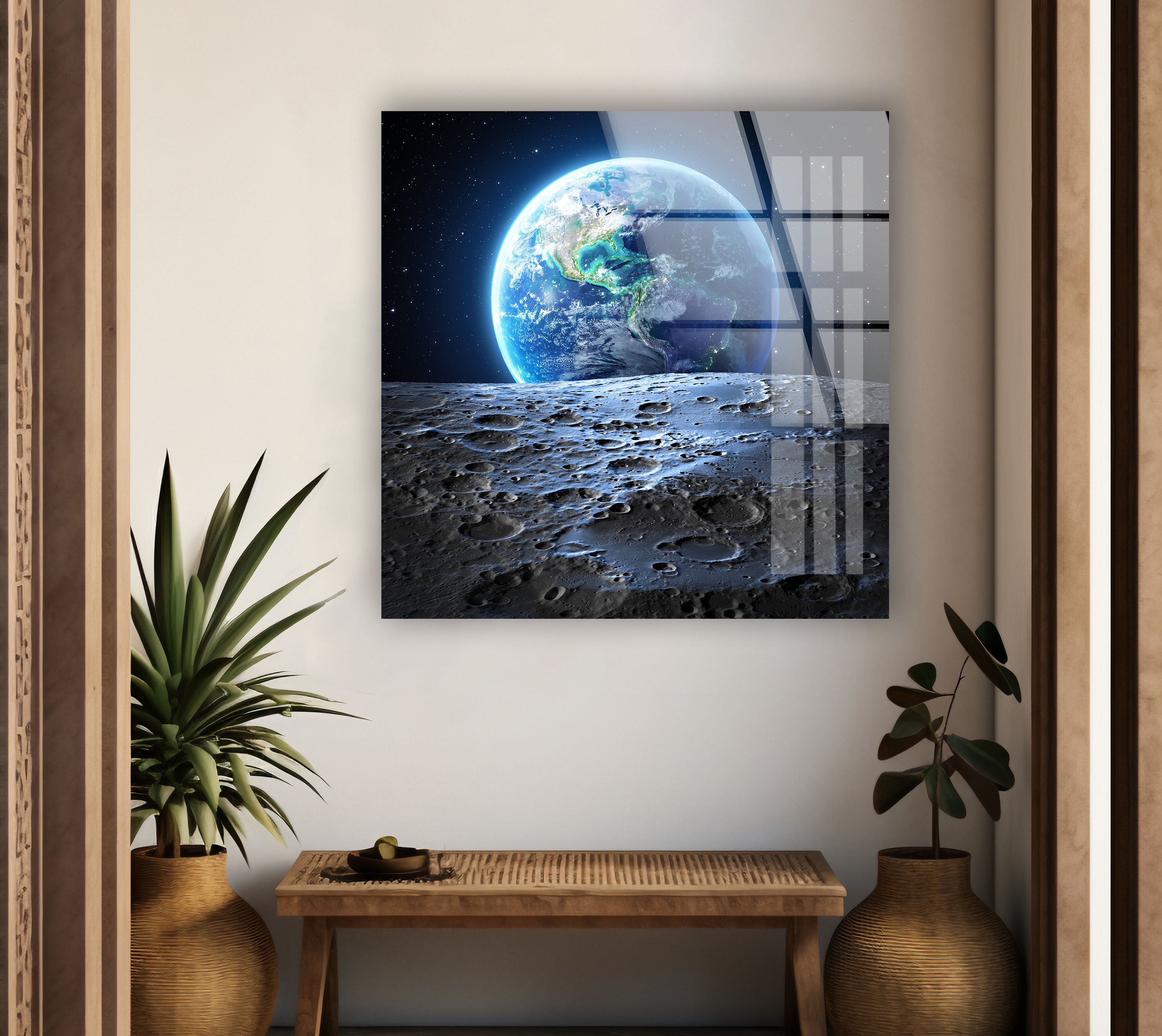Earth View from Moon Tempered Glass Wall Art
