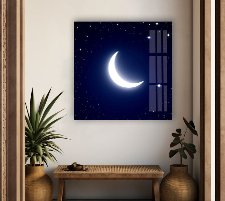 Minimalist Moonlit Night – A Stunning Glass Print for Dreamers
