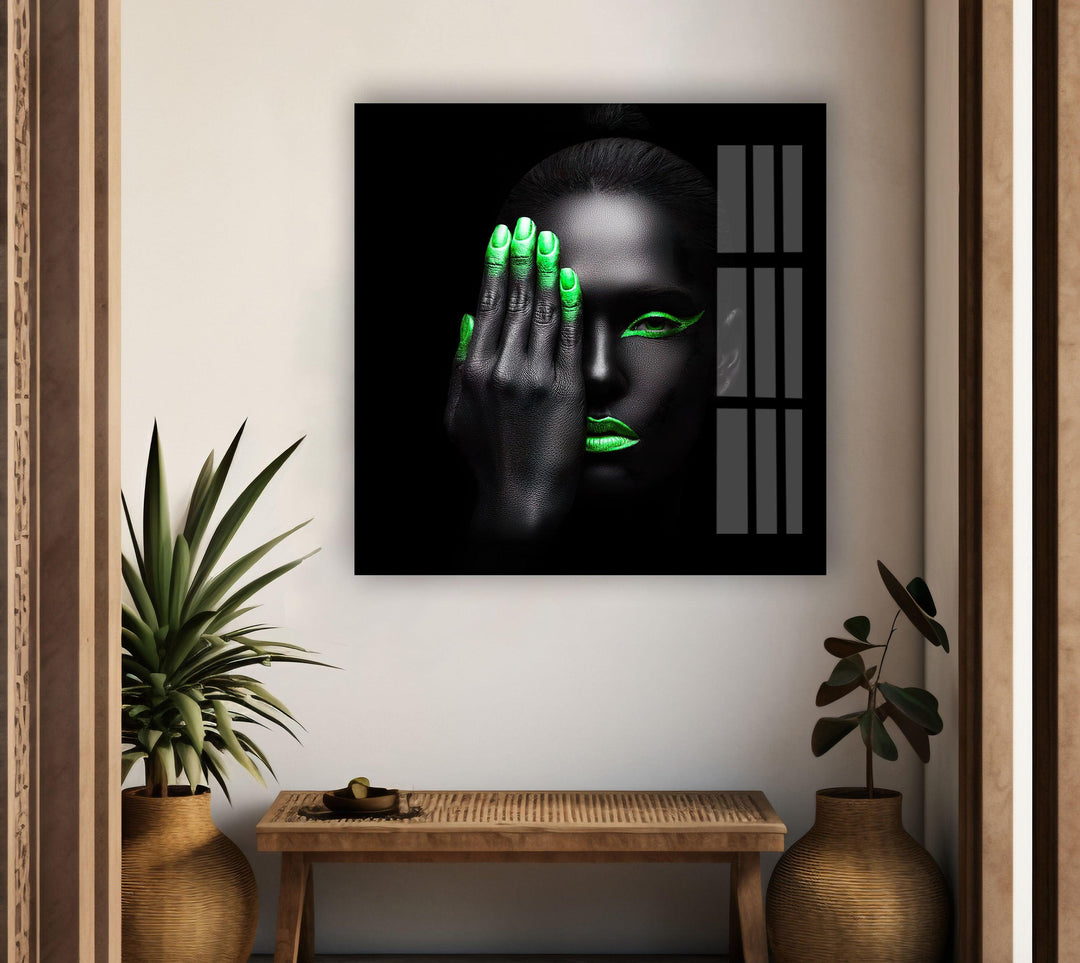 Neon Woman Face Tempered Glass Wall Art - MyPhotoStation