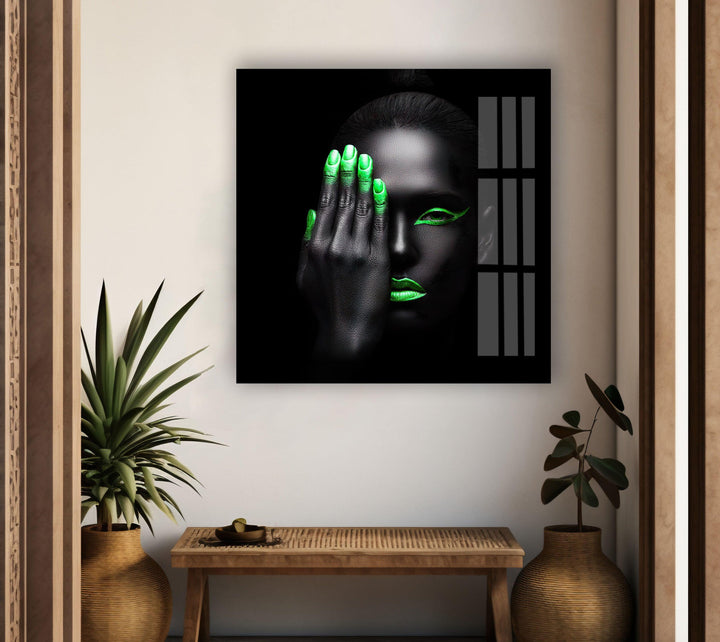 Neon Woman Face Tempered Glass Wall Art - MyPhotoStation