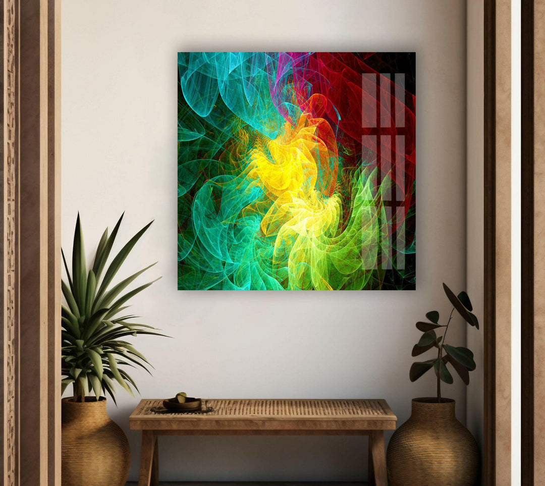 Colorful Fractal Abstract Glass Wall Art picture on glass wall art, photos printed on glass