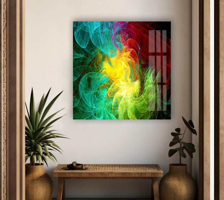 Colorful Fractal Abstract Glass Wall Art picture on glass wall art, photos printed on glass