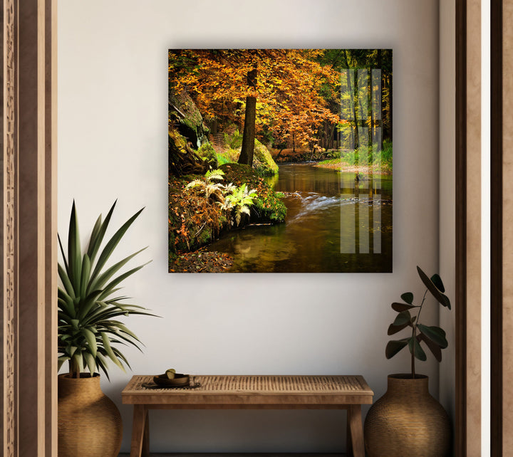 Landscape art of the Azores’ iconic volcanic lake, surrounded by rolling green hills.
