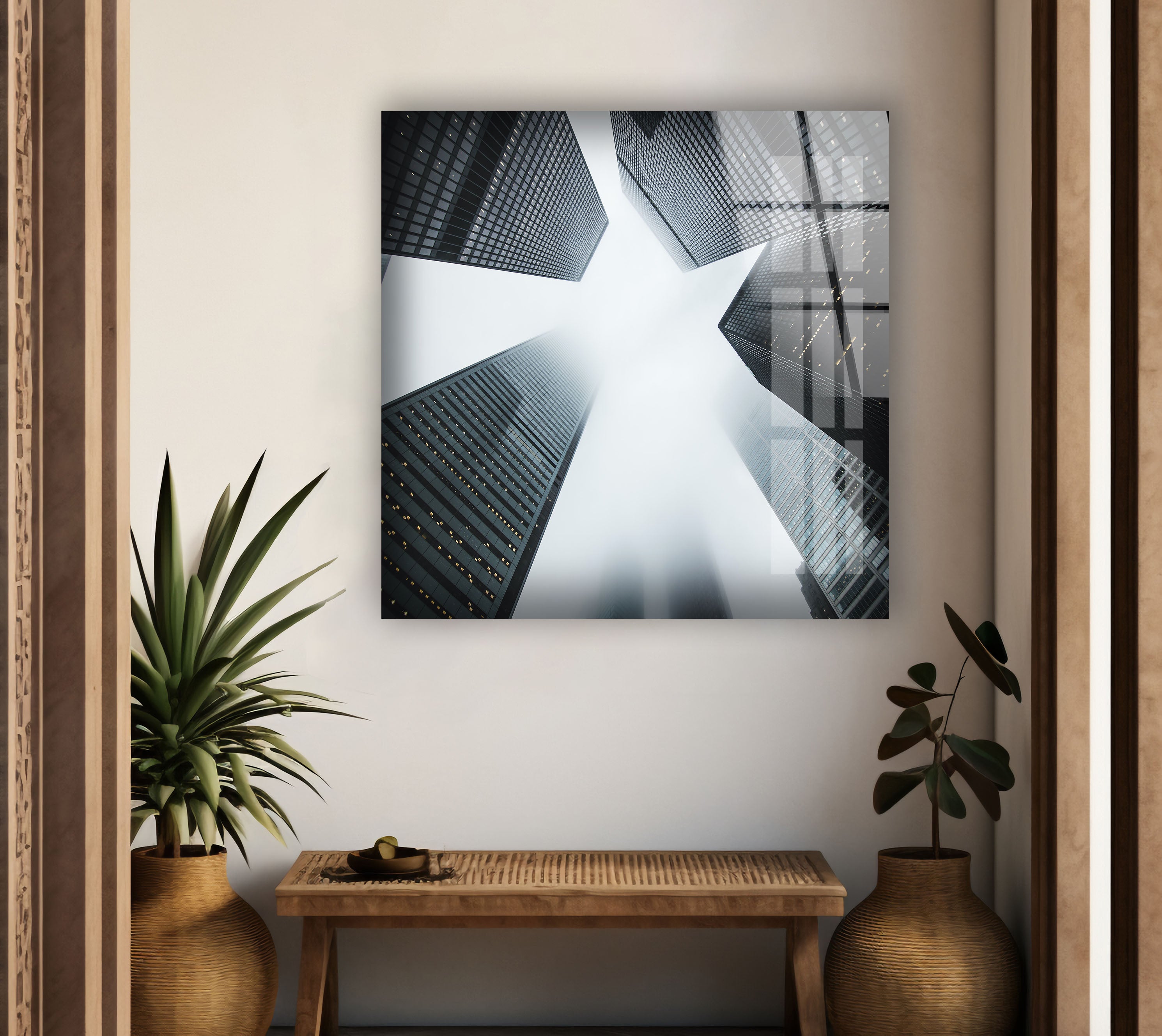 Building Abstract Tempered Glass Wall Art