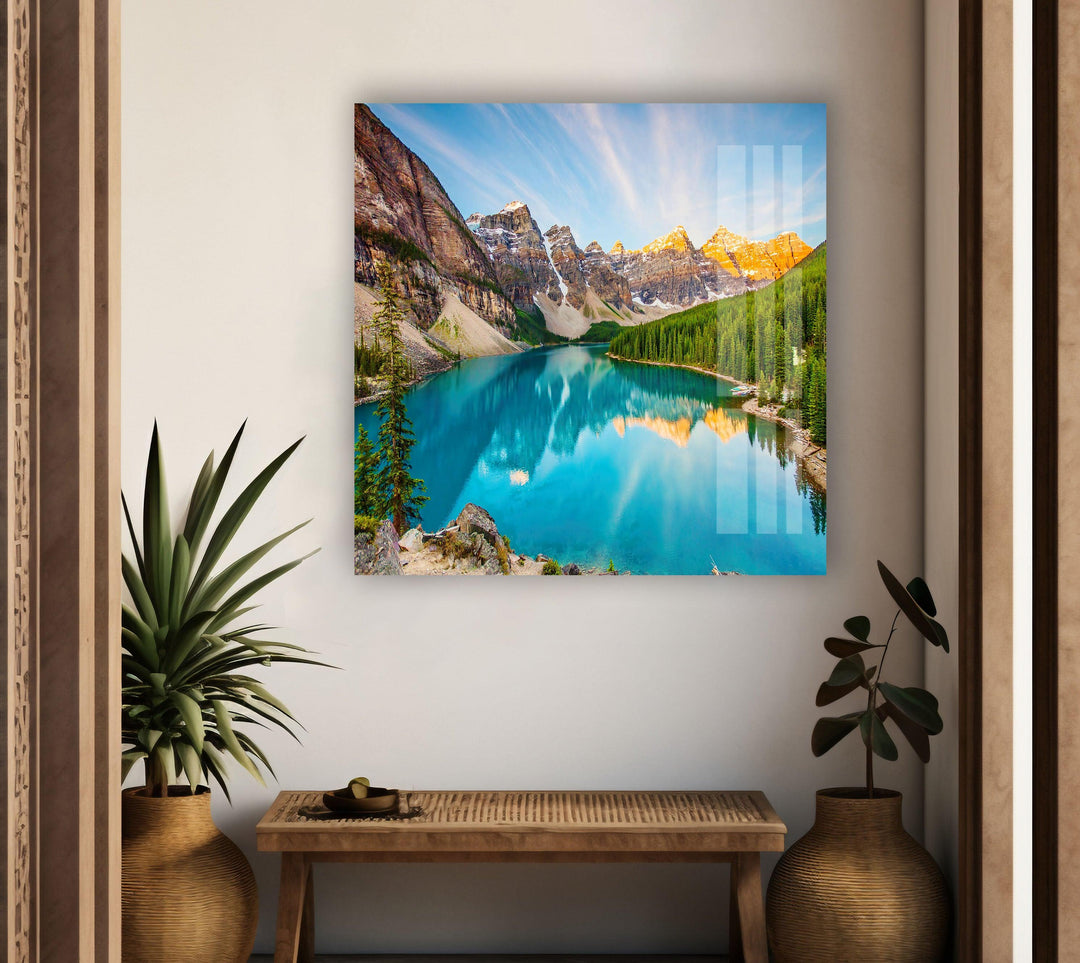 Nature’s Beauty: Moraine Lake and Peaks – A Captivating Wall Art
