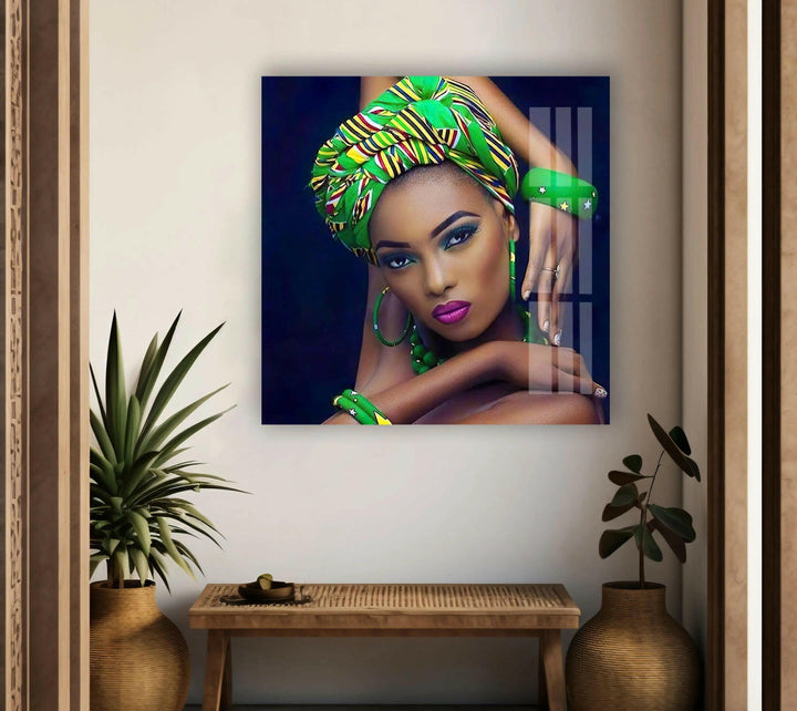 Cool African Woman Glass Wall Art