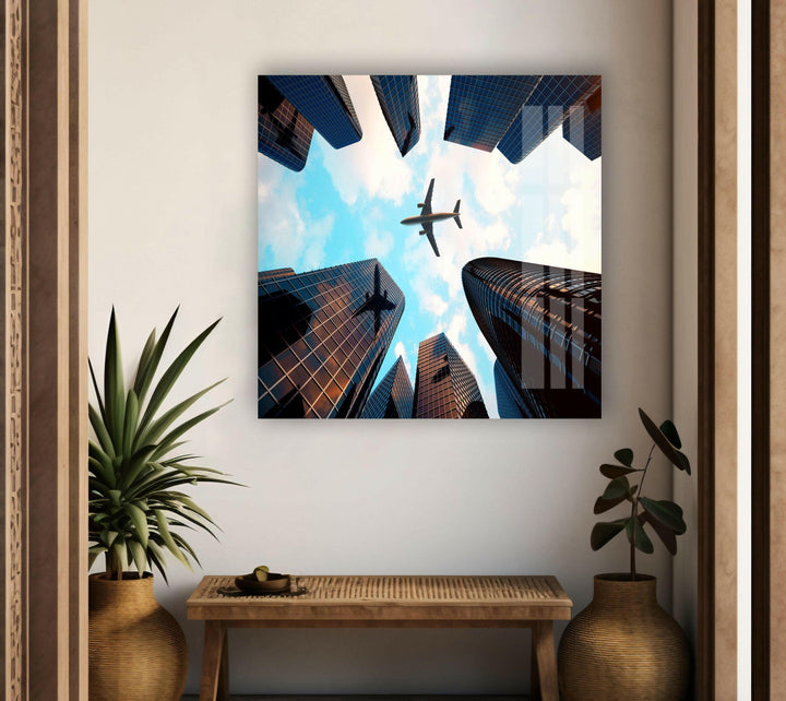 City Photo and Plane Glass Wall Art, glass photo prints, glass picture prints