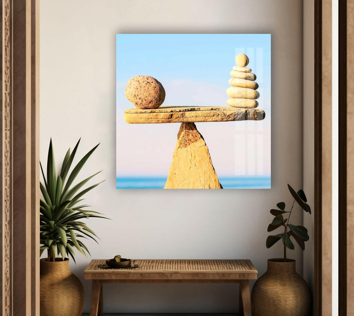 Zen Spa Stone Balance Glass Art & Cool Wall Decor