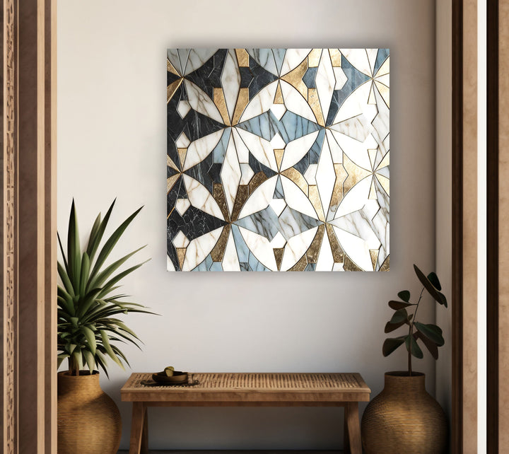 White & Brown Marble Glass Wall Art print picture on glass, Tempered Glass Wall Art