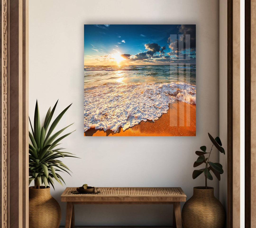 Wolkenlandschaft über dem Meer, Glaswandkunst