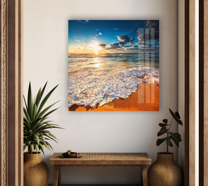 Wolkenlandschaft über dem Meer, Glaswandkunst