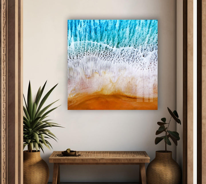 **Feel the breeze of the ocean with this captivating Ocean Wave Abstract Glass Wall Art – A Captivating Seaside View.
