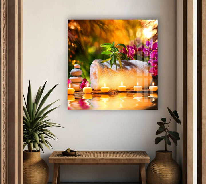Zen Spa Stones Relax Glass Wall Art