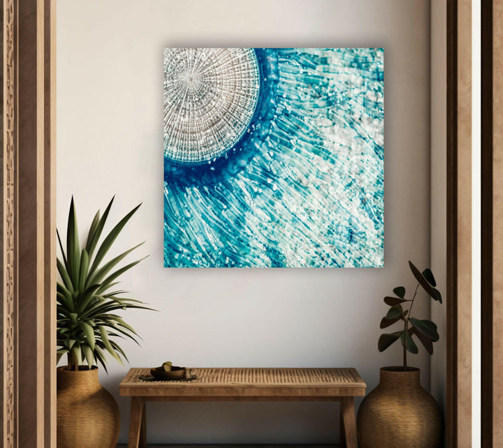 Blue Button Jellyfish Glass Wall Art