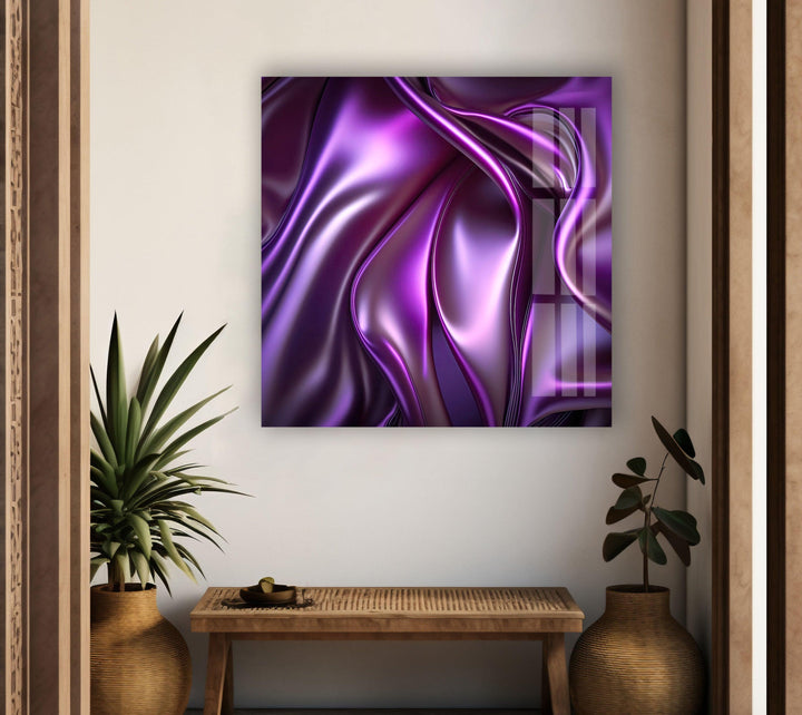 Glänzende, flüssige, violette, gewellte Glaswandkunst